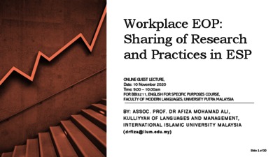 Workplace EOP: sharing of research and practices in ESP. - IIUM ...